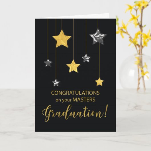 Masters Abschluss Glückwünsche Gold und Silber Karte (Gelbe Blume)