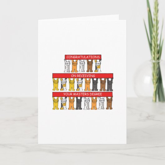 Masters Degree Herzlichen Glückwunsch Cartoon Cats Karte (Vorderseite)
