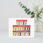 Masters Degree Herzlichen Glückwunsch Cartoon Cats Postkarte (Stehend Vorderseite)