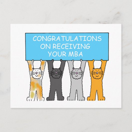 Masters Degree Herzlichen Glückwunsch Cartoon Cats Postkarte (Vorderseite)
