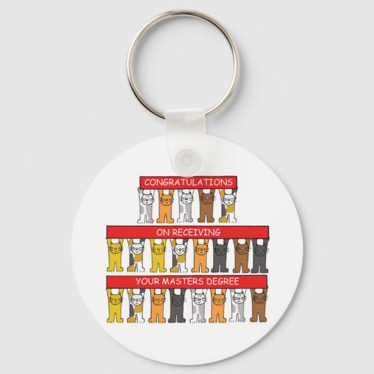 Masters Degree Herzlichen Glückwunsch Cartoon Cats Schlüsselanhänger (Vorderseite)
