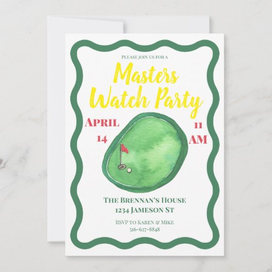 Masters Golf Watch Party Einladung (Vorderseite)