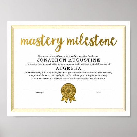 Mastery Award Certificate Poster (Vorne)