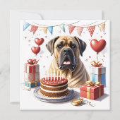 Mastiff auf einer Feier Feiertagskarte (Vorderseite)