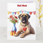 Mastiff auf einer Feier Karte (Gelbe Blume)