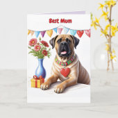 Mastiff auf einer Feier Karte (Gelbe Blume)