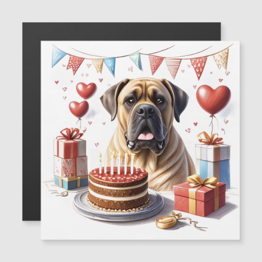 Mastiff auf einer Feier Magnetkarte (Vorne/Hinten)