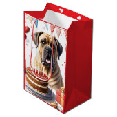 Mastiff auf einer Feier Mittlere Geschenktüte (Vorderseite Schrägansicht)
