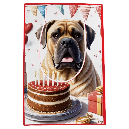 Mastiff auf einer Feier Mittlere Geschenktüte (Vorderseite)