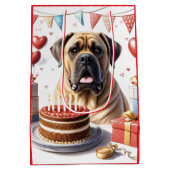 Mastiff auf einer Feier Mittlere Geschenktüte (Rückseite)