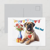 Mastiff auf einer Feier Postkarte (Vorne/Hinten)