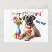 Mastiff auf einer Feier Postkarte (Vorderseite)