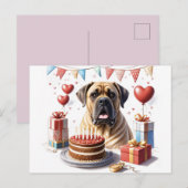 Mastiff auf einer Feier Postkarte (Vorne/Hinten)