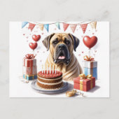 Mastiff auf einer Feier Postkarte (Vorderseite)