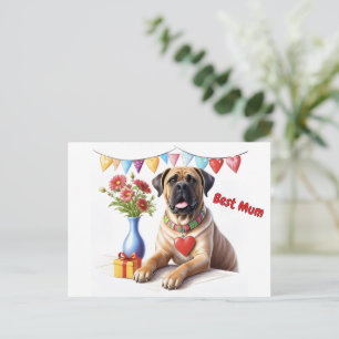 Mastiff auf einer Feier Postkarte
