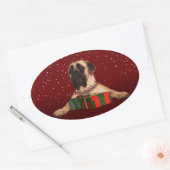 Mastiff Christmas Ovaler Aufkleber (Umschlag)
