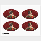 Mastiff Christmas Ovaler Aufkleber (Blatt)