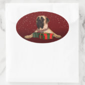Mastiff Christmas Ovaler Aufkleber (Tasche)