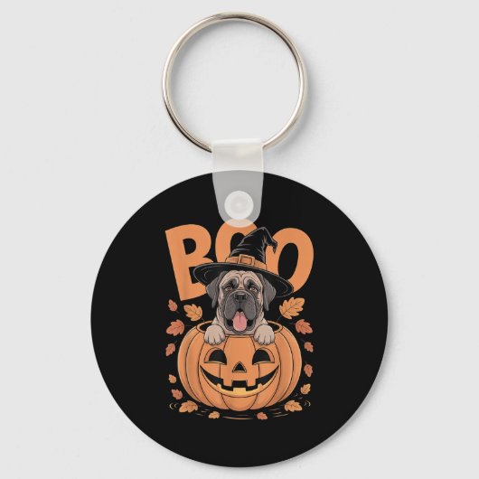 Mastiff Costume On Pumpkin Halloween Mastiff Schlüsselanhänger (Vorderseite)