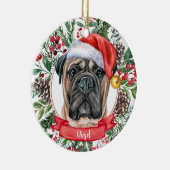 Mastiff Custom Weihnachtsmannmütze Dog Weihnachtss Keramik Ornament (Rechts)