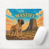 Mastiff, Devils Tower Vintage-Wasserfarbe Mousepad (Mit Mouse)