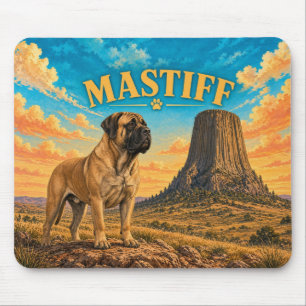 Mastiff, Devils Tower Vintage-Wasserfarbe Mousepad