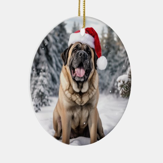 Mastiff Dog Christmas Keepake Keramik Ornament (Rechts)