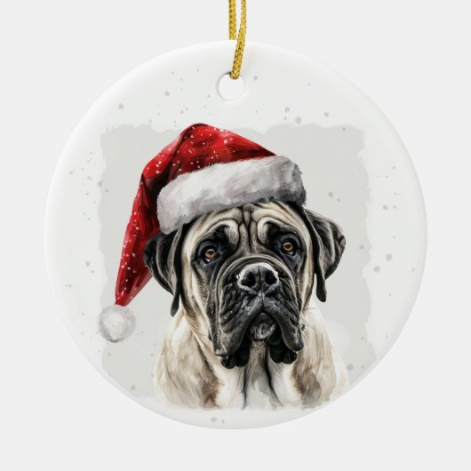 Mastiff Dog Christmas Personalized Keramik Ornament (Vorne)