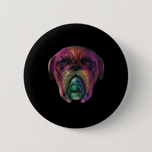 Mastiff Dog farbenfrohe Wasserfarbe Tätowierung St Button (Vorderseite)