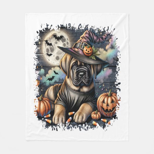 Mastiff Dog Halloween Square Fleecedecke (Vorderseite)