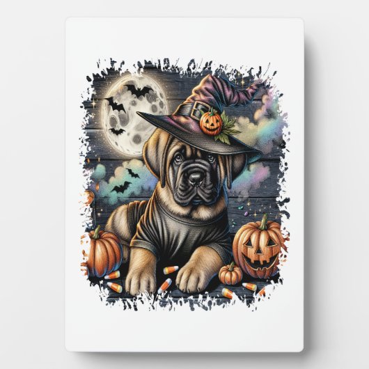 Mastiff Dog Halloween Square Fotoplatte (Vorderseite)