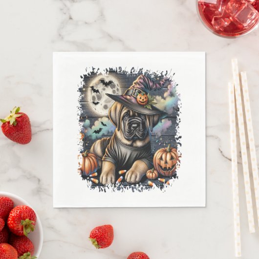 Mastiff Dog Halloween Square Serviette (Beispiel)