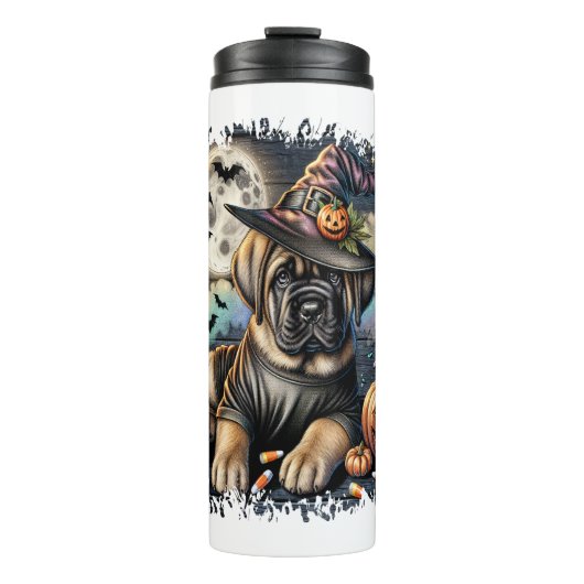 Mastiff Dog Halloween Square Thermosbecher (Vorderseite)