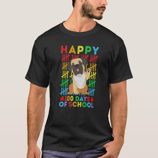 Mastiff Dog Lovers Teacher Student Happy 100 Days  T-Shirt (Vorderseite)