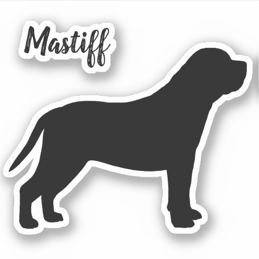 Mastiff Dog Silhouette Vinyl Sticker (Vorderseite)