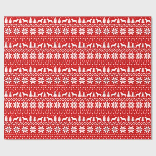 Mastiff Dog Silhouettes Christmas Holiday Pattern Geschenkpapier (Flach)