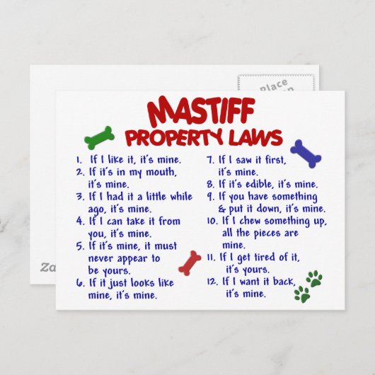MASTIFF-Eigentumsrechte 2 Postkarte (Vorne/Hinten)