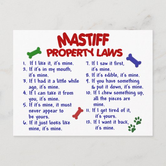 MASTIFF-Eigentumsrechte 2 Postkarte (Vorderseite)