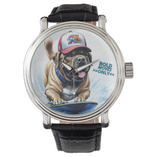 Mastiff englische Dogge Auf Surfbrett Urlaub Armbanduhr