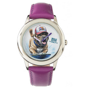 Mastiff englische Dogge Auf Surfbrett Urlaub Armbanduhr