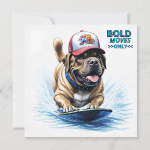 Mastiff englische Dogge Auf Surfbrett Urlaub Save The Date