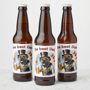 Mastiff englische Dogge best Dad Vatertag Bierflaschenetikett