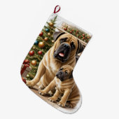 Mastiff englische Dogge Christmas  Großer Weihnachtsstrumpf (Vorderansicht (hängend))