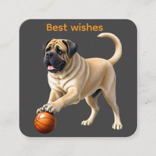 Mastiff englische Dogge mit Ball im Urlaub Begleitkarte
