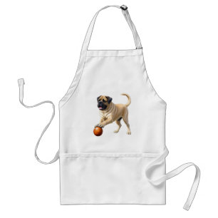 Mastiff englische Dogge mit Ball im Urlaub Schürze
