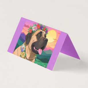 Mastiff englische Dogge mit Blumenkranz Muttertag