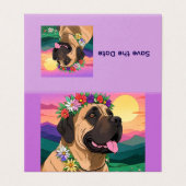 Mastiff englische Dogge mit Blumenkranz Muttertag (Außenseite Aufgefaltet)
