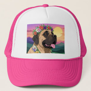 Mastiff englische Dogge mit Blumenkranz Muttertag Truckerkappe
