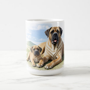 Mastiff englische Dogge mit Kind im Urlaub Kaffeetasse