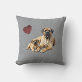 Mastiff englische Dogge mit Kind im Urlaub Kissen (Vorderseite)